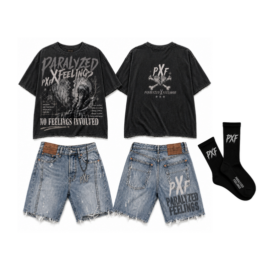 No Feelings Involved Denim Set — Grey